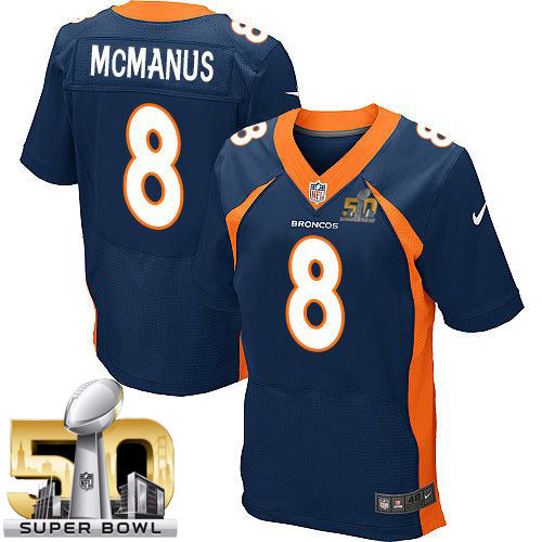 Nike Broncos #8 Brandon McManus Navy Blue Alternate Super Bowl 50 Men's Stitched NFL New Elite Jersey - Click Image to Close
